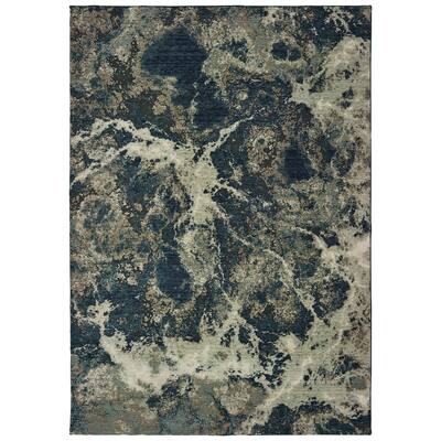 Strick & Bolton Emilia Grey/ Blue Abstract Area Rug