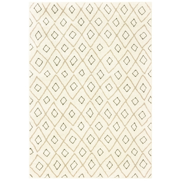 Tribal Lattice Ivory/ Sand Area Rug - 5'3" x 7'3"