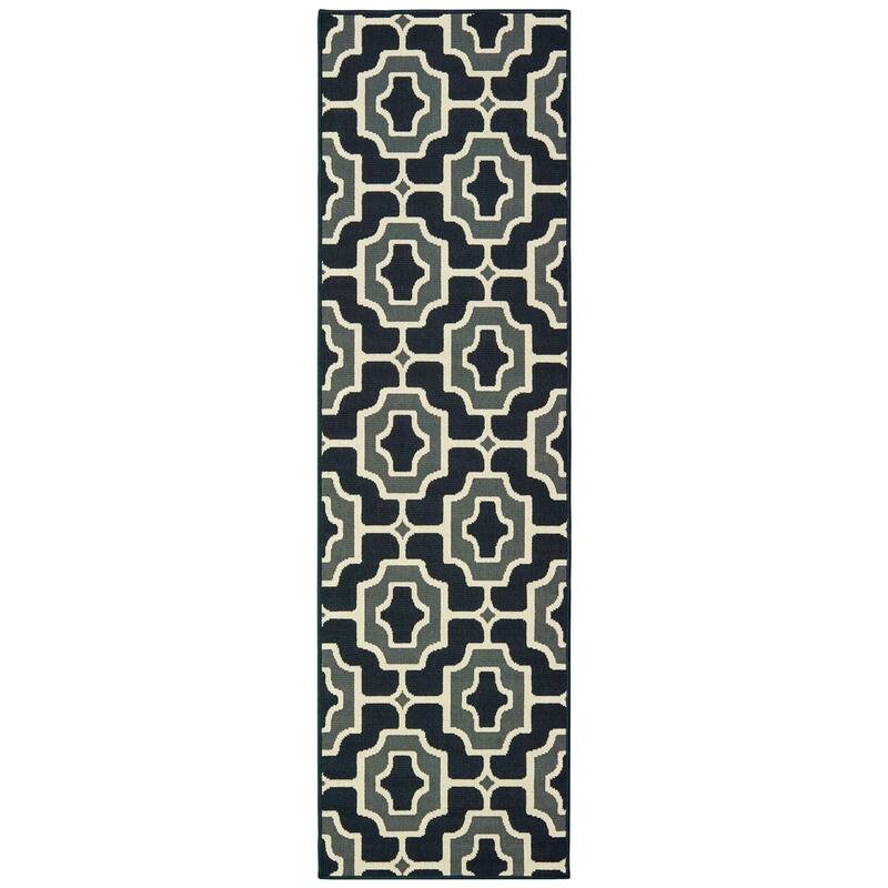 Style Haven Marianna Geometric Tile Black/ Grey Loop Pile Indoor Outdoor Area Rug