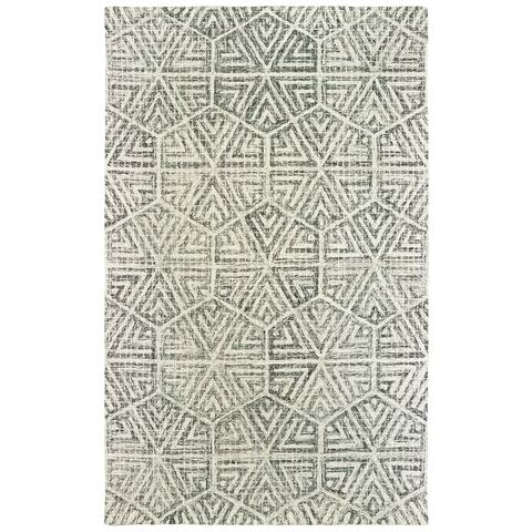 Faded Geometric Lattice Hand-tufted Wool Area Rug