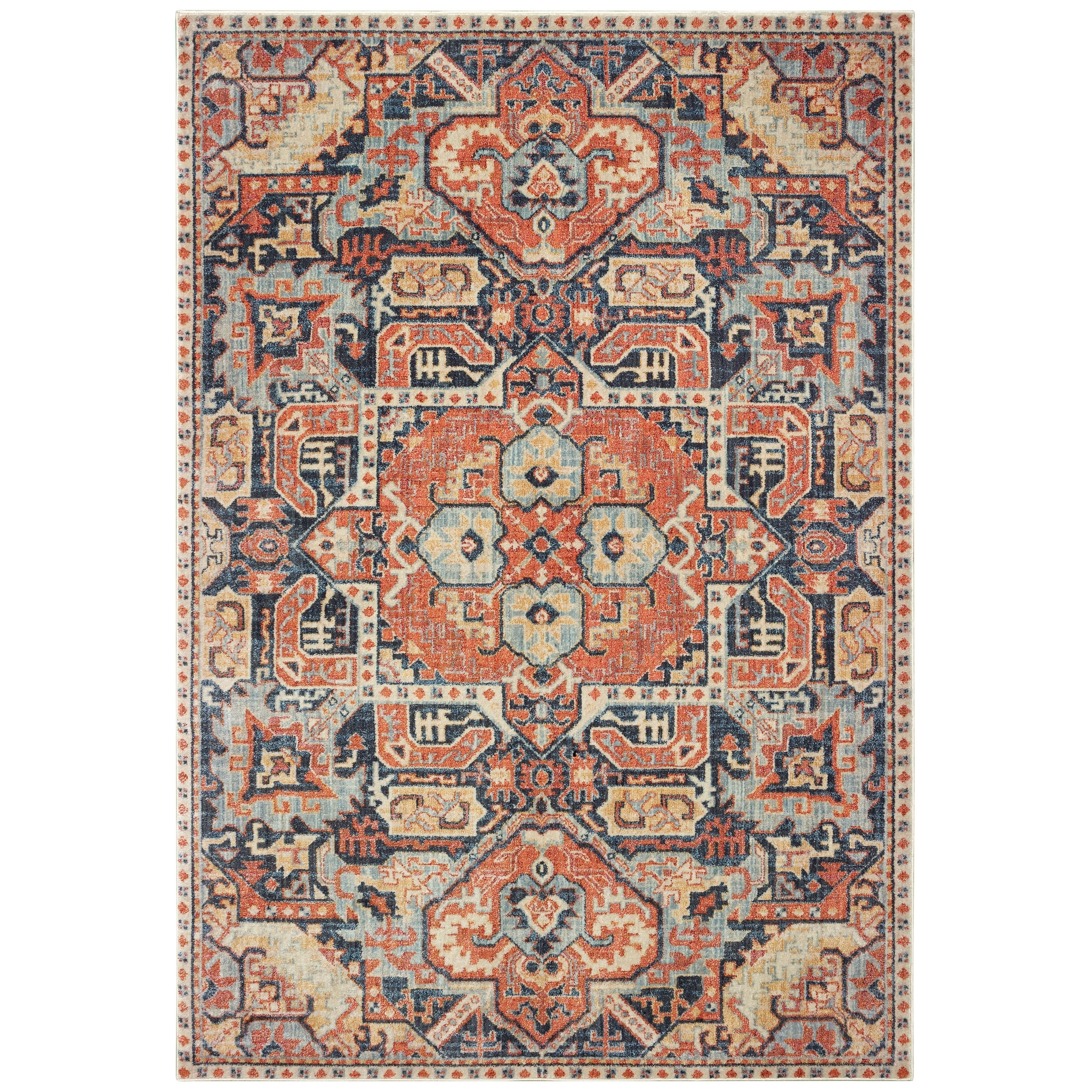 The Curated Nomad Regent Distressed Tribal Blue Orange Area The Curated Nomad Regent
