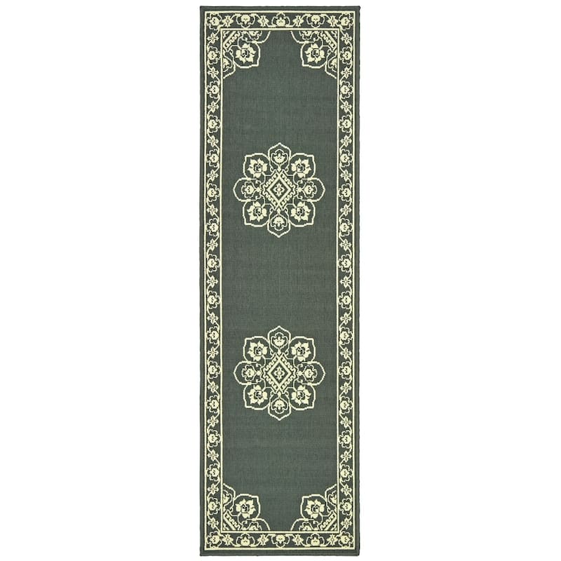 Style Haven Marianna Bordered Medallion Loop Pile Indoor Outdoor Area Rug
