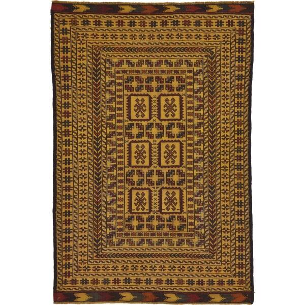 slide 1 of 9, Hand Woven Kilim Afghan Wool Area Rug - 4' 2 x 6' 2