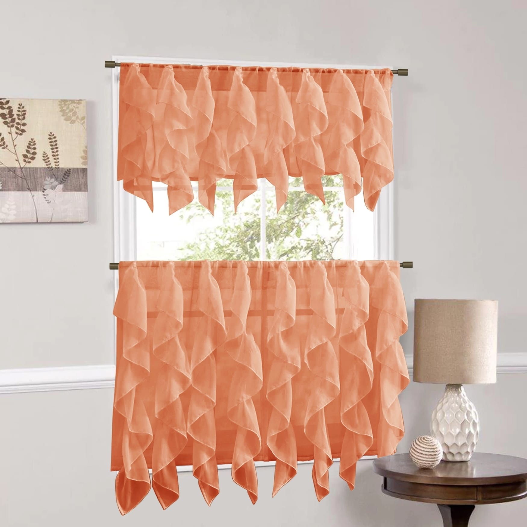 Orange Curtain Tiers Bed Bath & Beyond