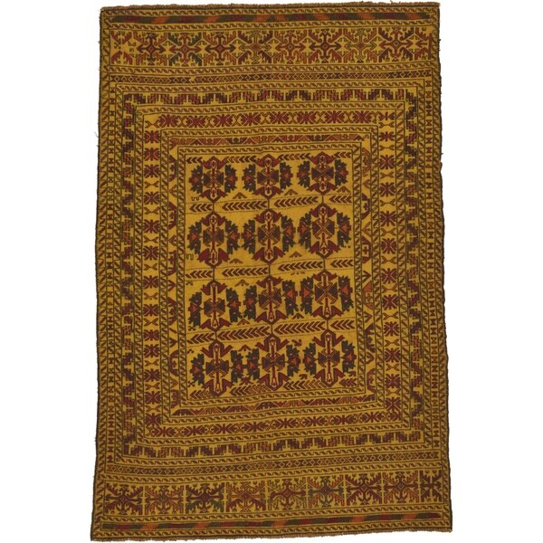 Hand Woven Kilim Afghan Wool Area Rug - 4' 2 x 6' 4 - Bed Bath