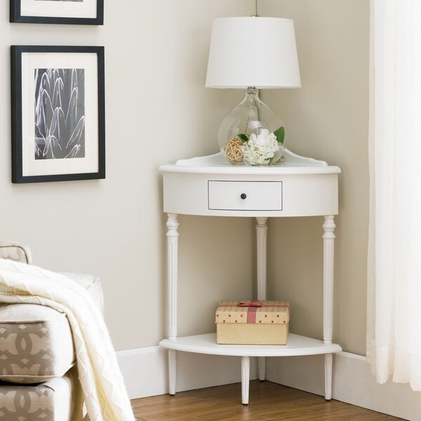 Shop Cottage White Corner Table Stand Overstock 23606710
