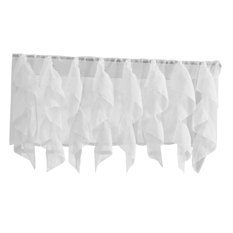 Sweet Home Collection Mint Vertical Ruffled Waterfall Valance and Curtain Tiers