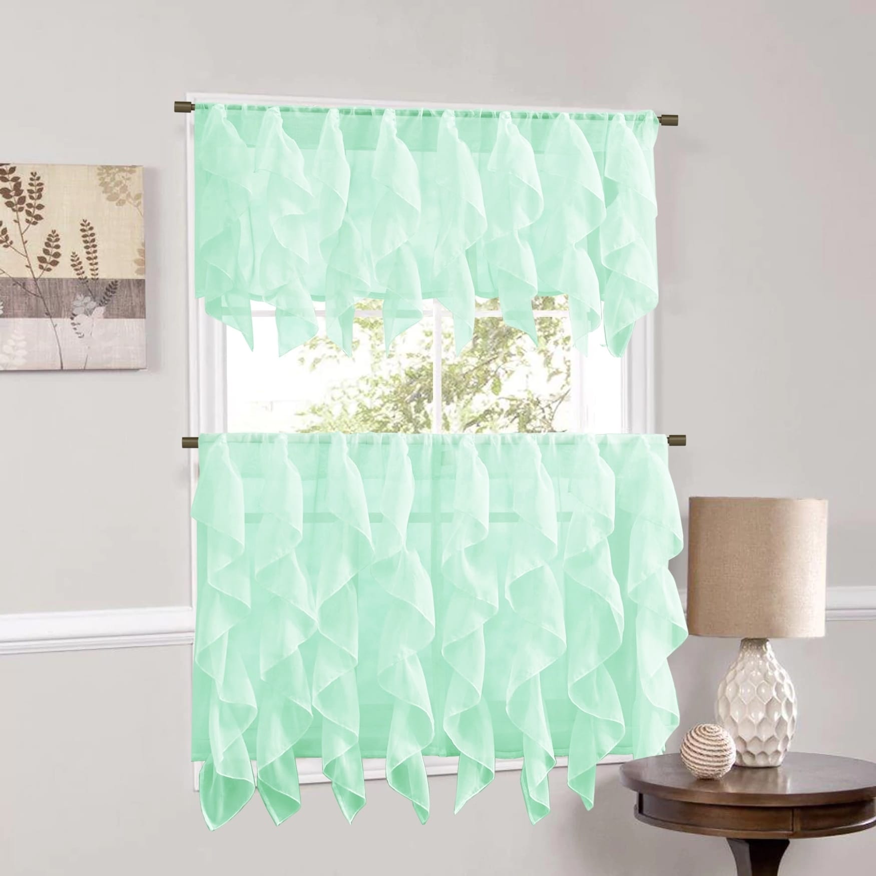 mint green colored valance