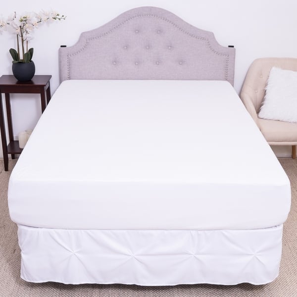 Linenspa Essentials Queen Jersey Polyester Waterproof, Allergen, and Dust Mite Protection 5-Sided Mattress Protector, White