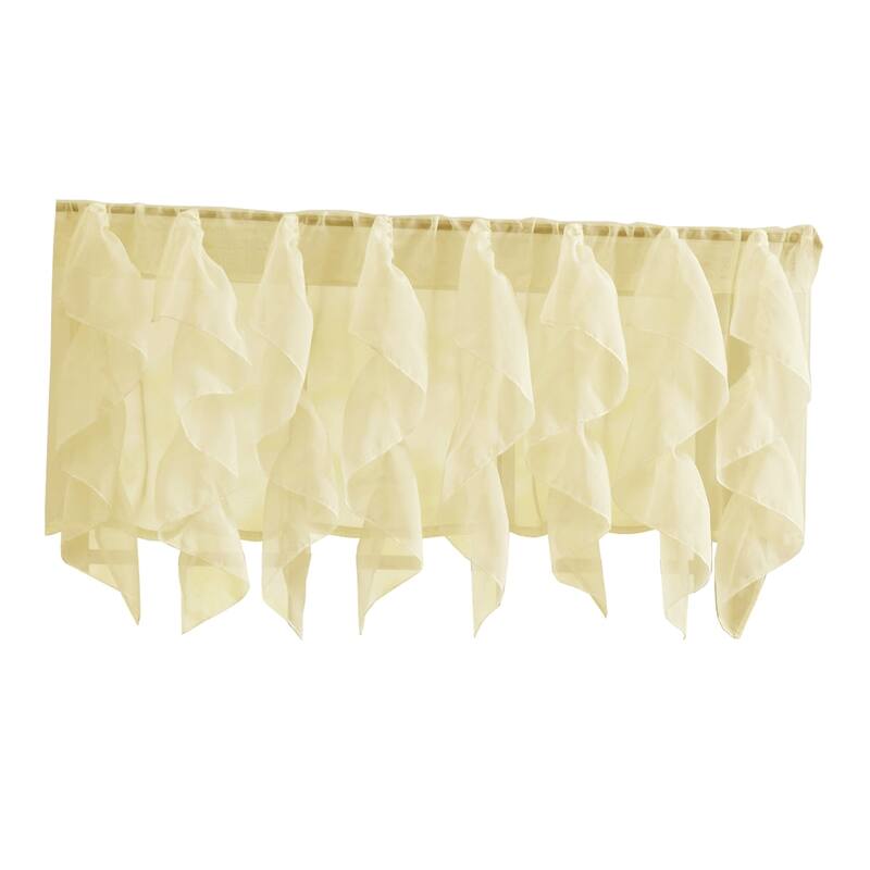 Sweet Home Collection Maize Vertical Ruffled Waterfall Valance and Curtain Tiers
