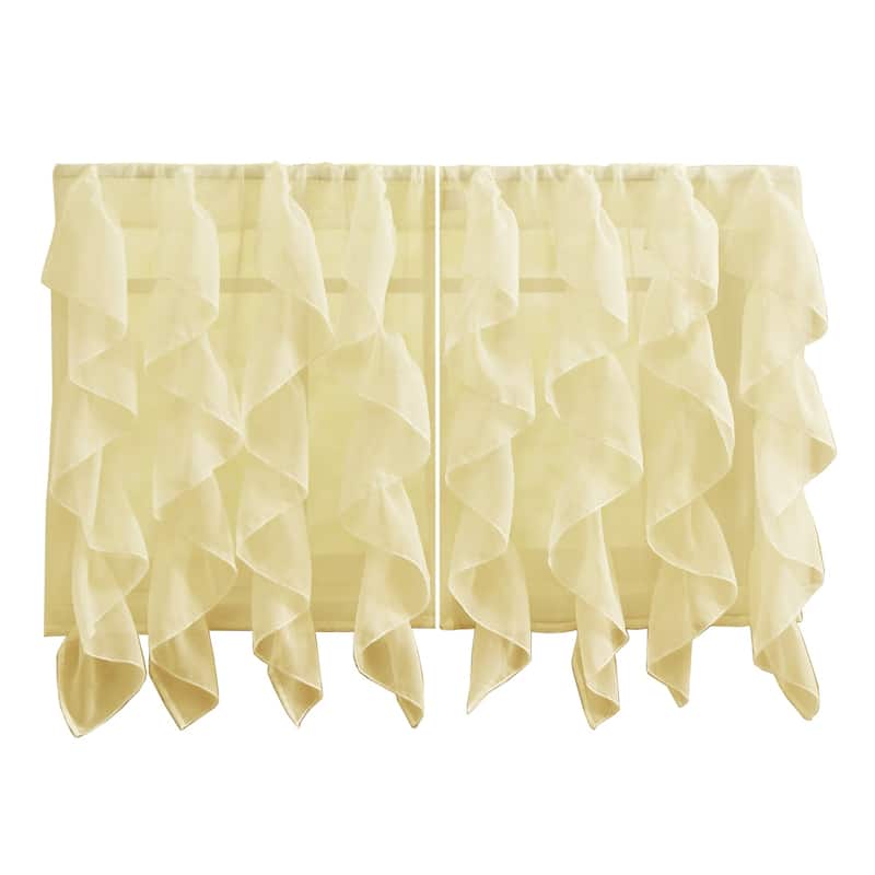 Sweet Home Collection Maize Vertical Ruffled Waterfall Valance and Curtain Tiers