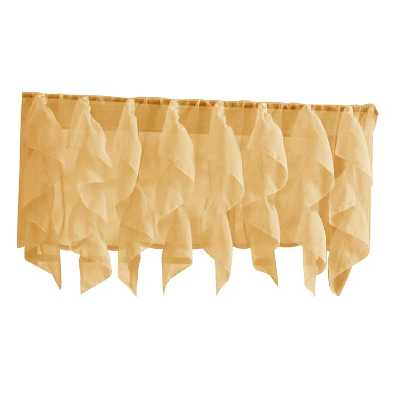 Sweet Home Collection Camel Vertical Ruffled Waterfall Valance and Curtain Tiers