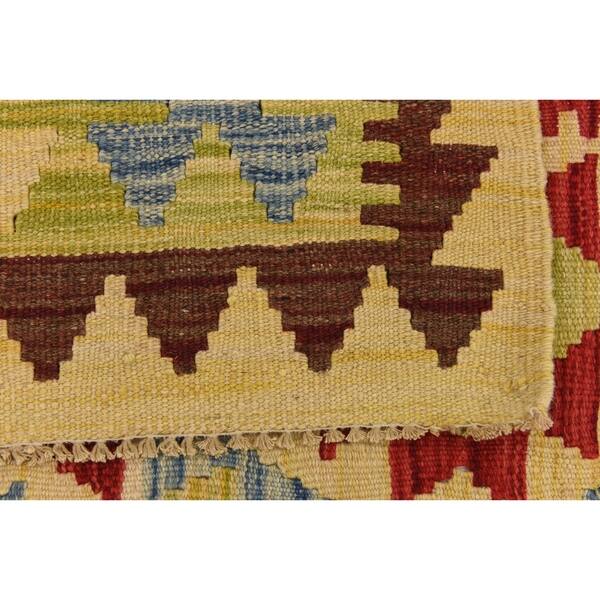 Hand Woven Kilim Maymana Wool Area Rug - 4' 10 x 6' 3 - Bed Bath