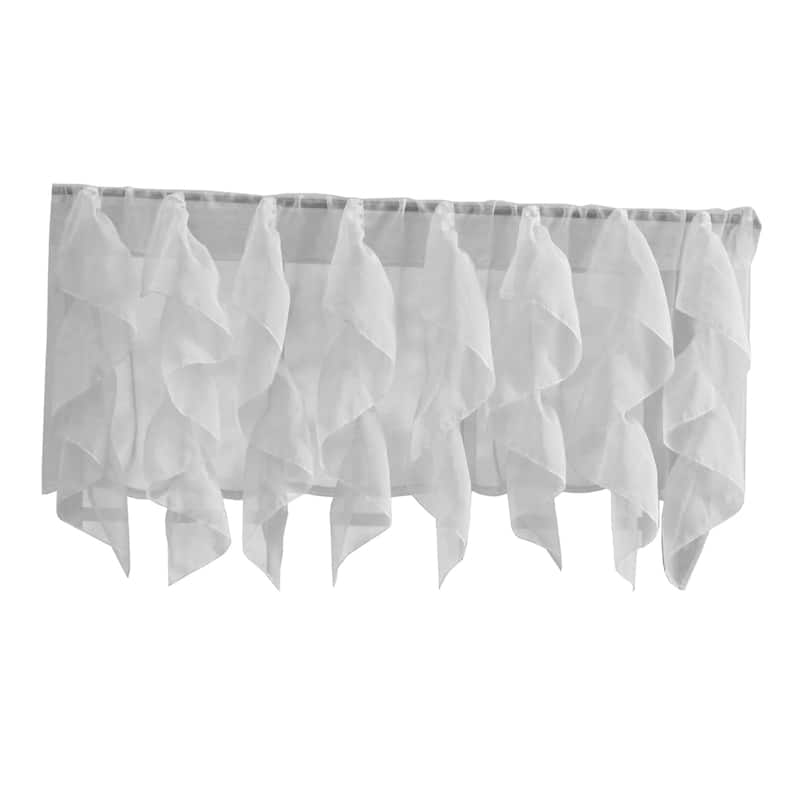 Sweet Home Collection Silver Vertical Ruffled Waterfall Valance and Curtain Tiers