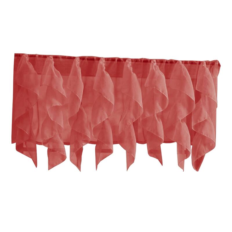 Sweet Home Collection Burgundy Vertical Ruffled Waterfall Valance and Curtain Tiers