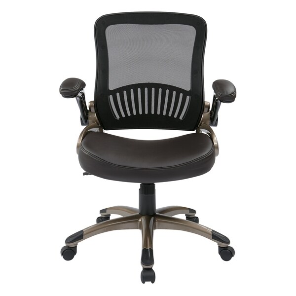 Screen Back Espresso Bonded Leather Seat Office Chair - On Sale