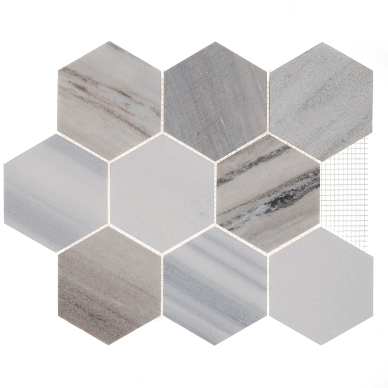 Natural Stone Limestone 2X6 Split Face Mosaic Arctic Grey - 12 x 15.25
