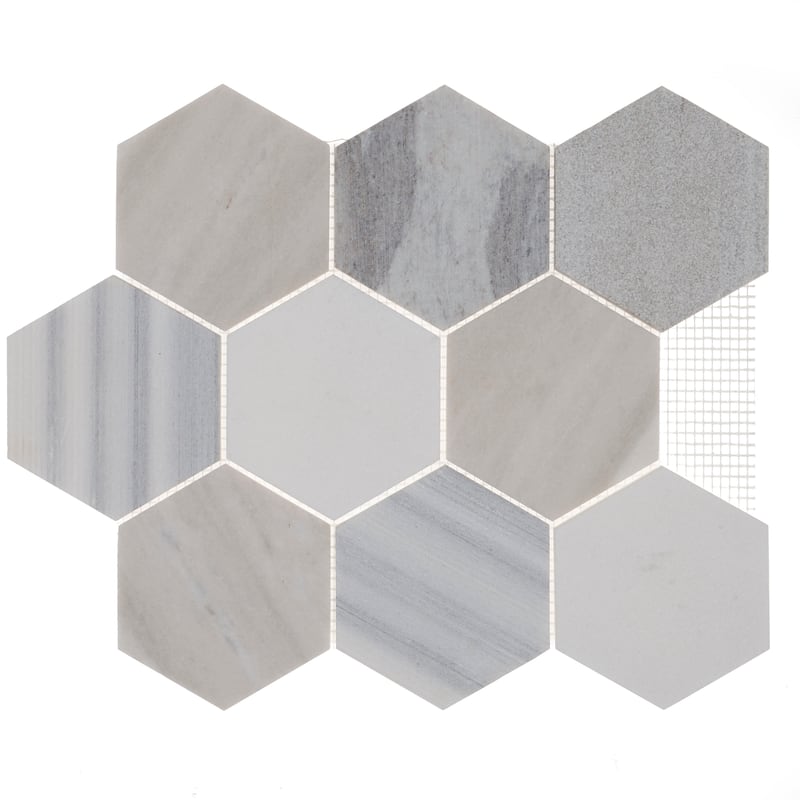 Natural Stone Limestone 2X6 Split Face Mosaic Arctic Grey - 12 x 15.25