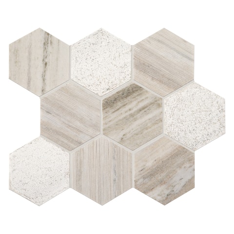 Natural Stone Limestone 2X6 Split Face Mosaic Arctic Grey - 12 x 15.25
