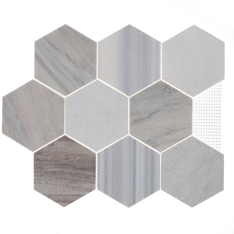 Natural Stone Limestone 2X6 Split Face Mosaic Arctic Grey - 12 x 15.25
