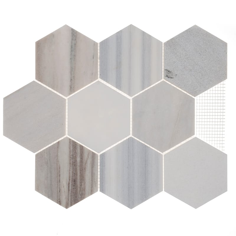 Natural Stone Limestone 2X6 Split Face Mosaic Arctic Grey - 12 x 15.25