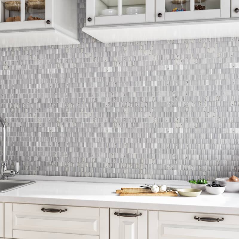 Natural Stone Marble 1XRandom Mosaic Carrara White - 12 x 12.75