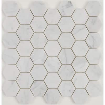 Natural Stone Marble 6" HEX Mosaic Marble Black and White - 11.75 x 14.5