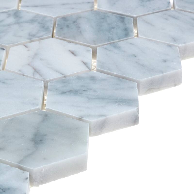 Natural Stone Marble 6" HEX Mosaic Marble Black and White - 11.75 x 14.5