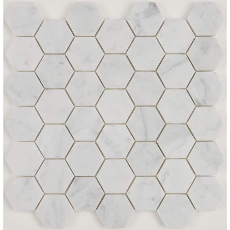 Natural Stone Marble 6" HEX Mosaic Marble Black and White - 11.75 x 14.5