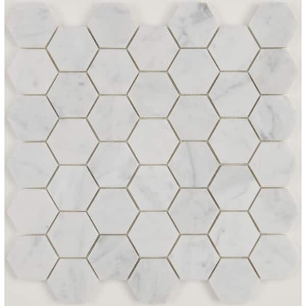 slide 2 of 8, Natural Stone Marble 6" HEX Mosaic Marble Black and White - 11.75 x 14.5