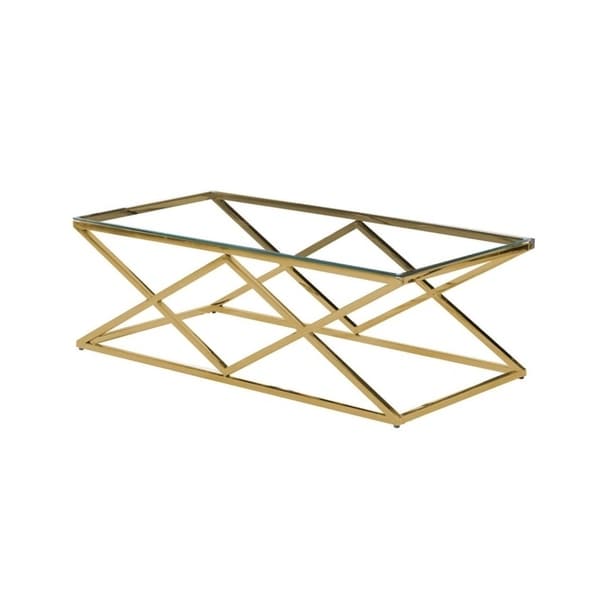 Best Master Furniture Clear Glass Gold Rectangular Coffee Table