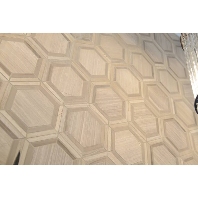 Natural Stone Marble 1XRandom Mosaic Chenille/Silvers - 12 x 12.75