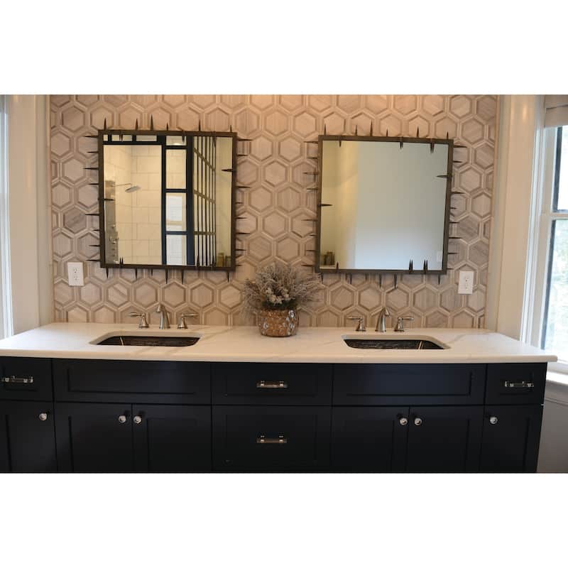 Natural Stone Marble 1XRandom Mosaic Chenille/Silvers - 12 x 12.75