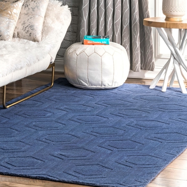 Nuloom Navy Hand Woven Wool Abstract Fancy Area Rug 7 6 X 9 Nuloom Navy Hand Woven Wool Abstract Fancy Area Rug 7 X27