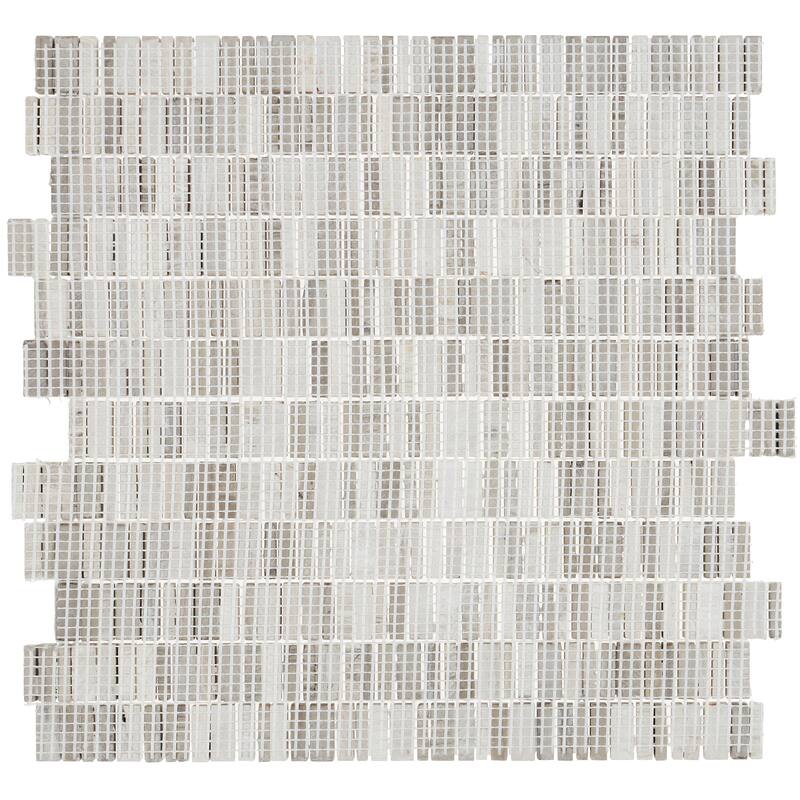 Natural Stone Marble 3/8XRandom Mosaic First Snow Elegance - 12.125 x 13.5