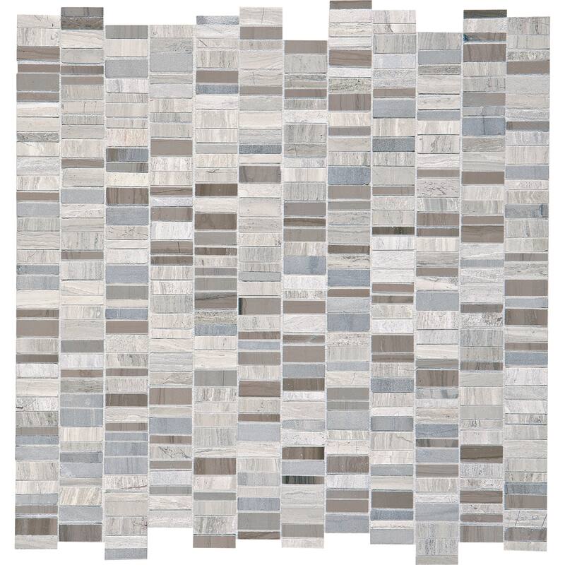 Natural Stone Marble 3/8XRandom Mosaic First Snow Elegance - 12.125 x 13.5