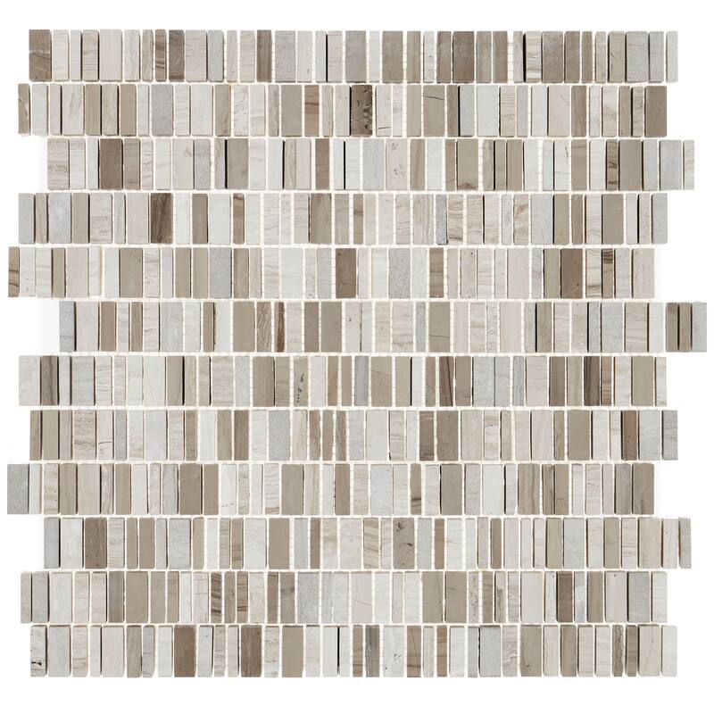 Natural Stone Marble 3/8XRandom Mosaic First Snow Elegance - 12.125 x 13.5