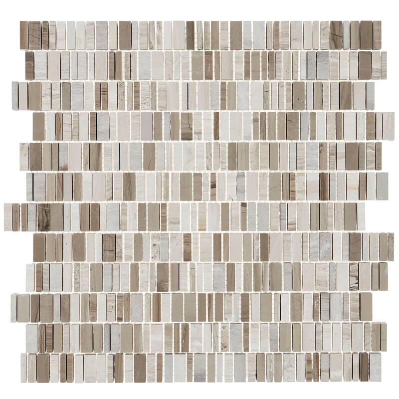 Natural Stone Marble 3/8XRandom Mosaic First Snow Elegance - 12.125 x 13.5