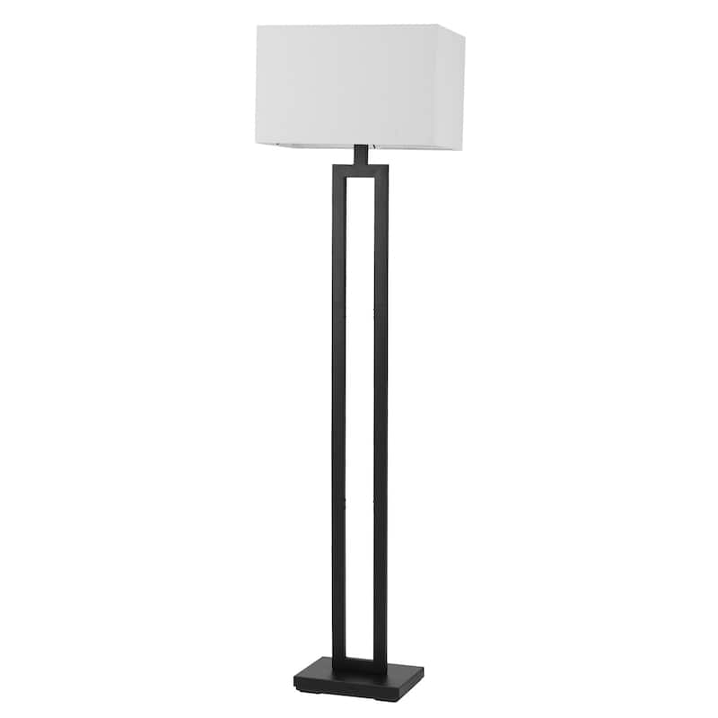 D'Alessio 58" Matte Black Floor Lamp with White Linen Shade