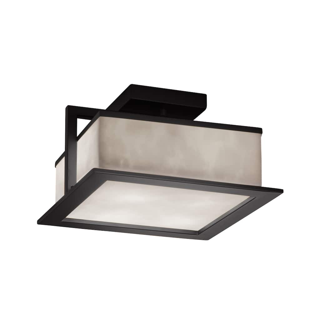 Justice Design Clouds Laguna 12-inch Matte Black LED Outdoor Flush-Mount, Clouds Shade