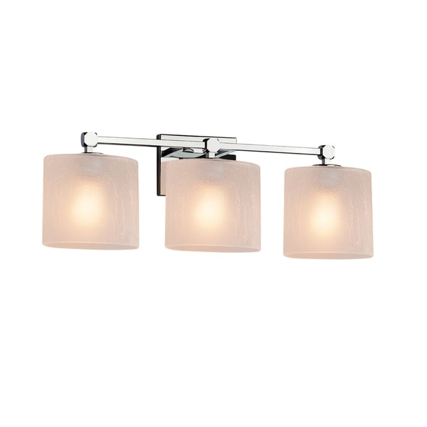 Justice Design Group Fusion Tetra 3 Light Polished Chrome Bath Justice Design Group Fusion Tetra 3 Light Polished Chrome Bath Bar Frosted Le Oval