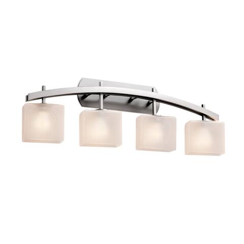 Justice Design Fusion Archway 4-light Brushed Nickel Bath Bar, Frosted Crackle Rectangle Shade