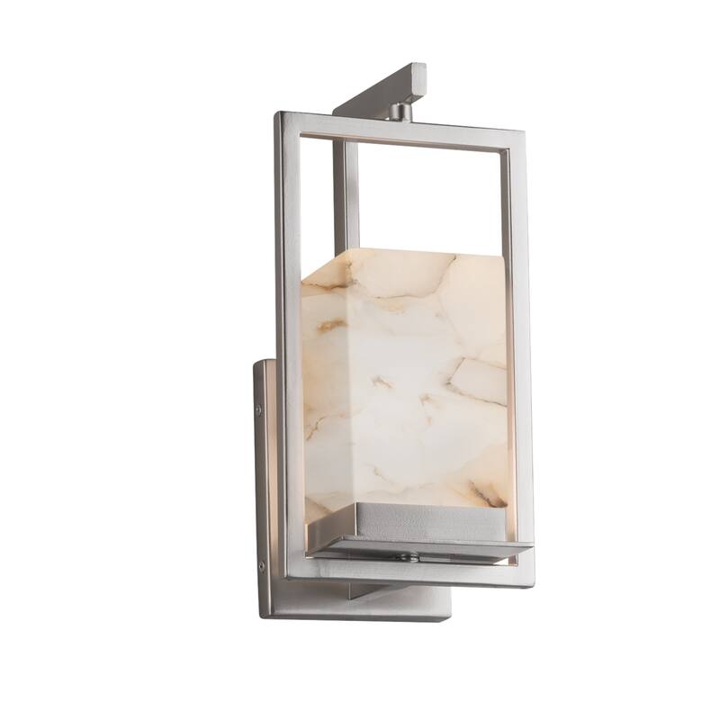 Alabaster Rocks! Laguna 1-light Brushed Nickel LED Outdoor Wall Sconce, Alabaster Rocks Shade