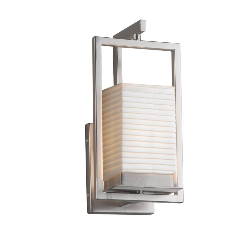 Justice Design Porcelina Laguna 1-light Brushed Nickel LED Outdoor Wall Sconce, Sawtooth Impressions