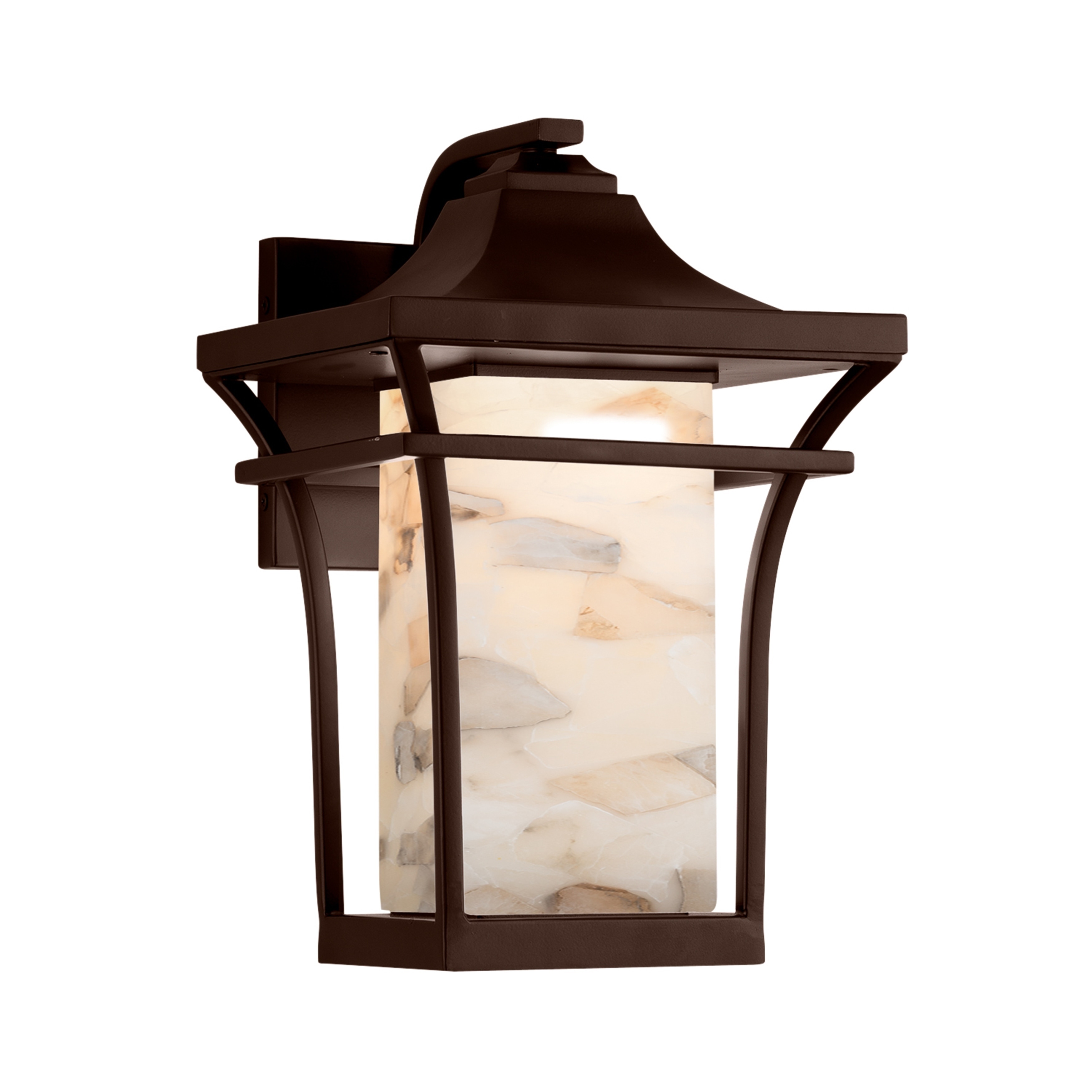 Justice Design Alabaster Rocks! Summit 1-light Dark Bronze Outdoor Wall Sconce, Alabaster Rocks Shade
