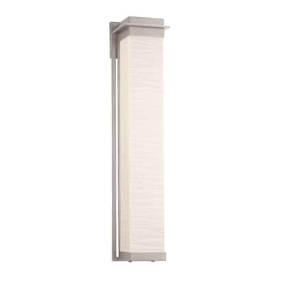 Justice Design Porcelina Pacific 36-inch Brushed Nickel LED Outdoor Wall Sconce, Waves Impressions