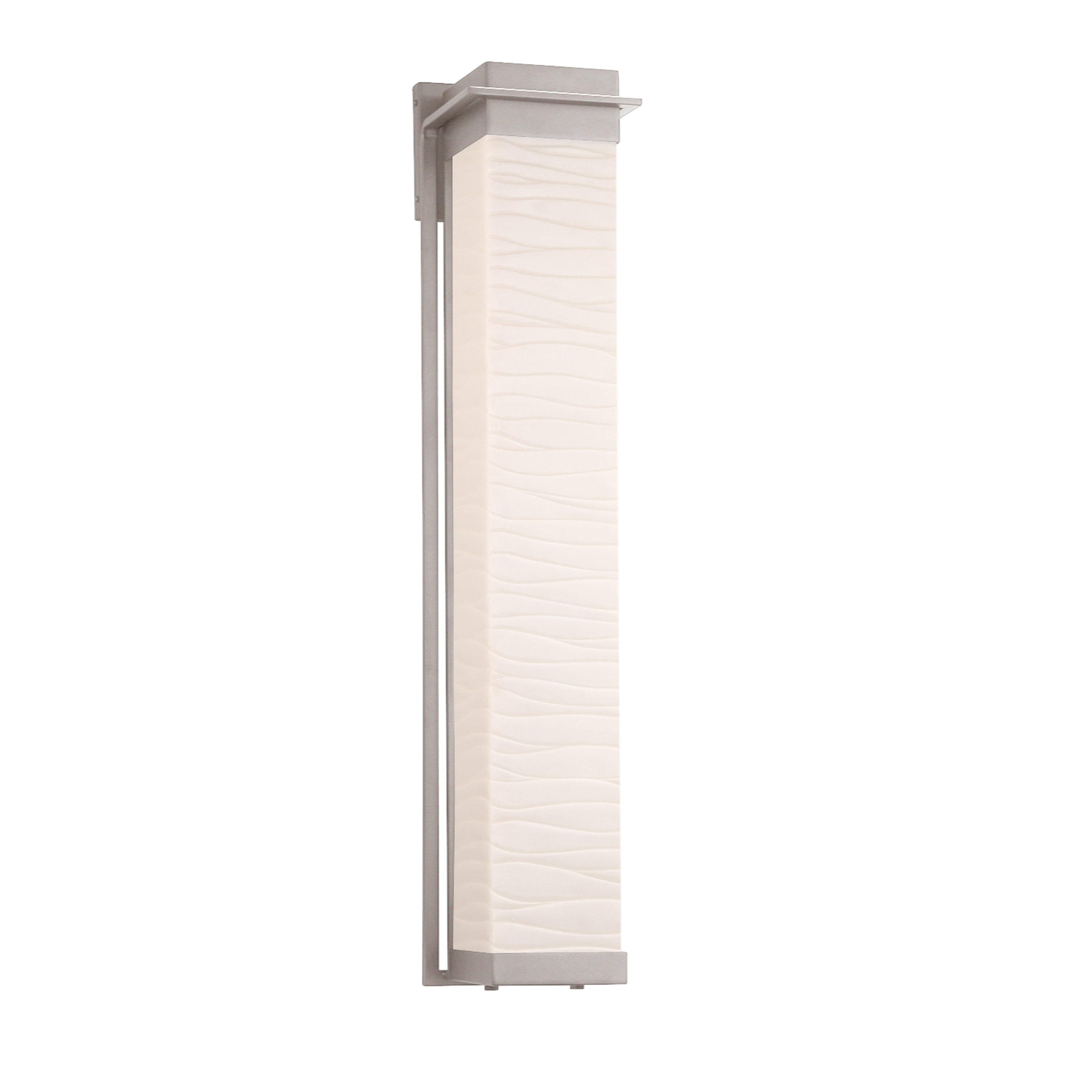 Justice Design Porcelina Pacific 36-inch Brushed Nickel LED Outdoor Wall Sconce, Waves Impressions