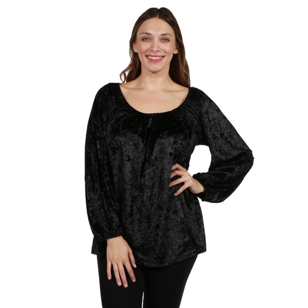 24/7 Comfort Apparel Velvet Plus Size Tunic Top. Opens flyout.