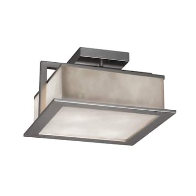 Justice Design Clouds Laguna 12-inch Brushed Nickel LED Outdoor Flush-Mount, Clouds Shade