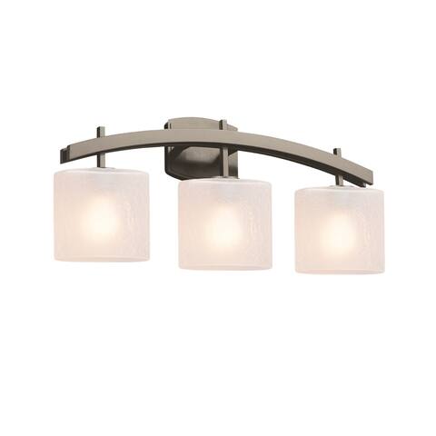 Justice Design Fusion Archway 3-light Brushed Nickel Bath Bar, Frosted Crackle Oval Shade